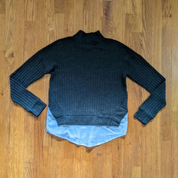 Derek Heart Gray Mockneck Sweater with Faux Shirt Tail - Picture 8 of 14